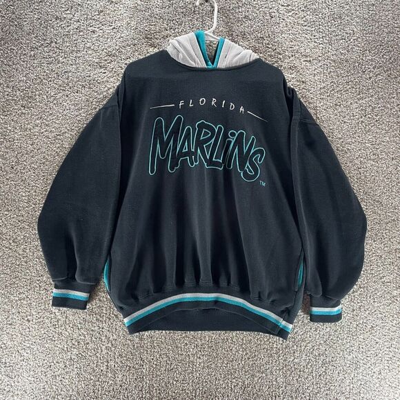 Vintage 90s Florida Marlins Hoodie Sweatshirt Mens Extra Large Starter MLB Black